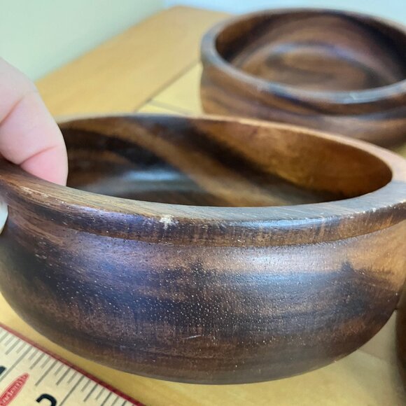Natural Wood Bowl Set of 4 Wooden 6" Salad Bowls - Picture 6 of 8
